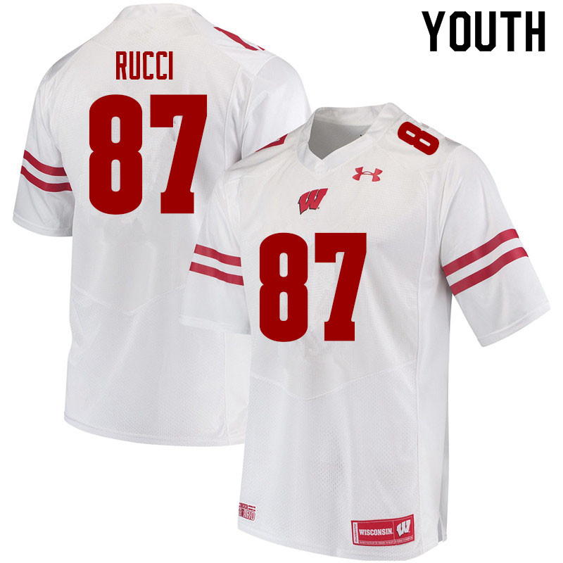 Wisconsin Badgers Youth #87 Hayden Rucci NCAA Under Armour Authentic White College Stitched Football Jersey NT40J20PE